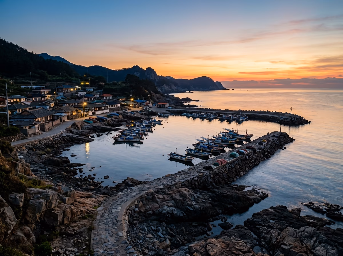 Seaweed beds along the Gijang coast: the starting point of Korean seaweed cuisine (AI illustration)