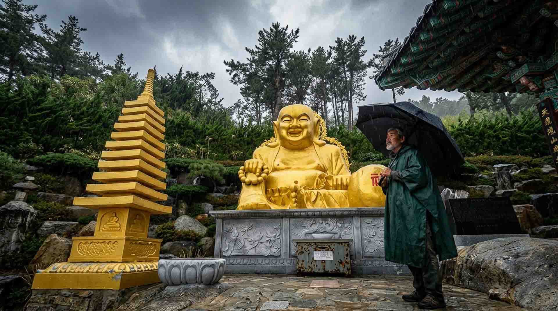 海東龍宮寺の洞窟祠堂、中の神像の姿 (This image was partially enhanced/generated with AI for visual clarity)