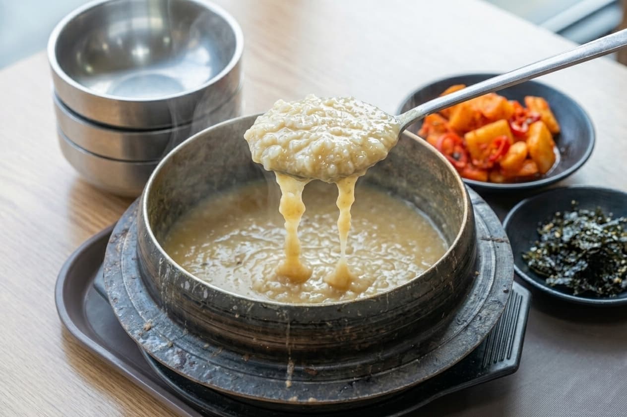 한 숟갈 가득 전복과 참기름 향이 퍼지는 순간